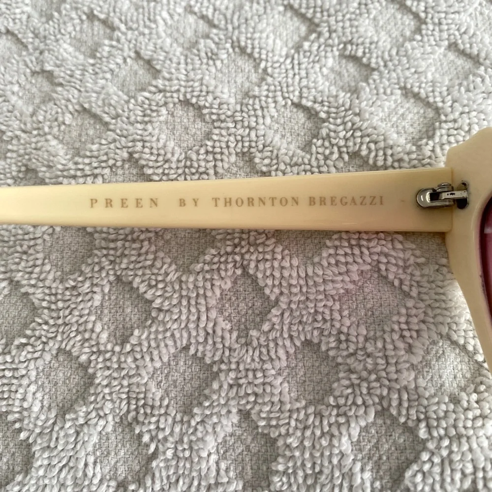 Preen by Thornton Bregazzi Phillipa Cat Eye Sunglasses Ivory Pink Lenses $380 - Picture 11 of 16